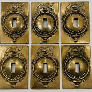 Korea Six Architectural Bronze Eagle Design Toggle Switch Plates Covers Set